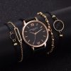 Montre à quartz en cuir de luxe pour femme, ensemble de 5 pièces