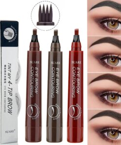 Crayon à sourcils liquide imperméable à l'eau, stylo à sourcils longue durée, stylo à sourcils à 4 pointes de fourchette, stylo à sourcils cosmétique, crayon à sourcils microlame
