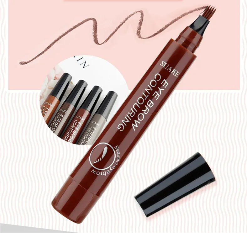 Crayon à sourcils liquide imperméable à l'eau, stylo à sourcils longue durée, stylo à sourcils à 4 pointes de fourchette, stylo à sourcils cosmétique, crayon à sourcils microlame Crayon à sourcils liquide imperméable à l'eau, stylo à sourcils longue durée, stylo à sourcils à 4 pointes de fourchette, stylo à sourcils cosmétique, crayon à sourcils microlame
