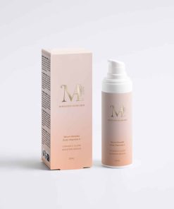 Flacon et étui du Sérum Booster Éclat Vitamine C Mimiastou-Glow-Skin à la vitamine C et acide hyaluronique.